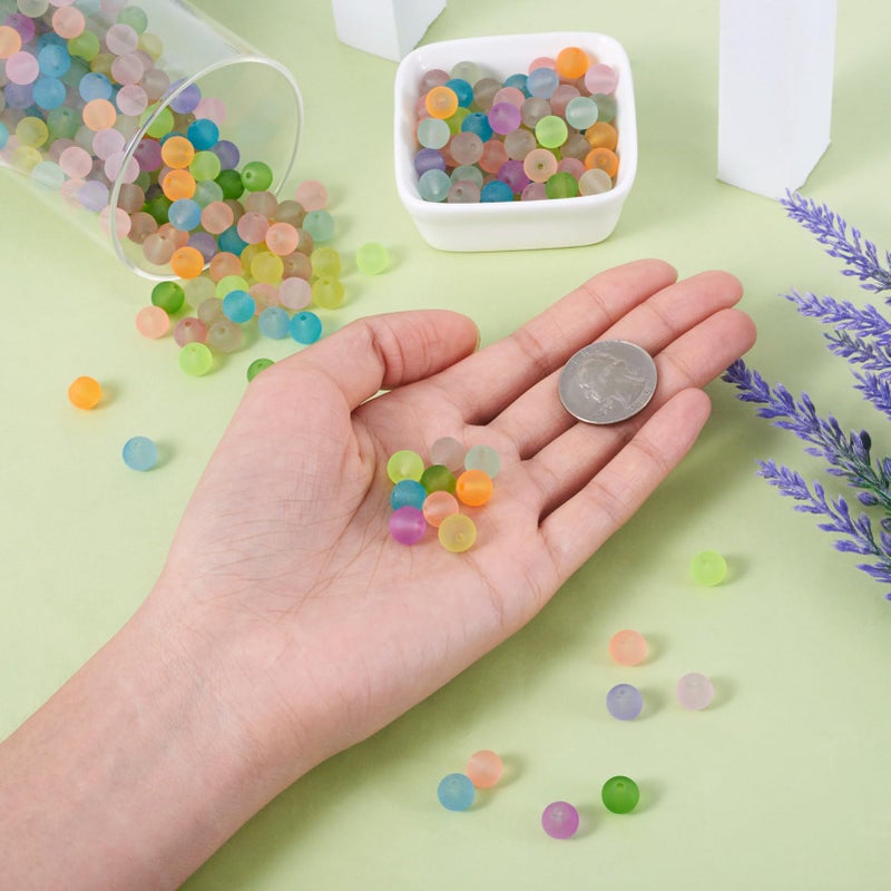 Craftdady 500Pcs 8mm Transparent Frosted Glass Beads Tiny Crystal Glass Round Loose Spacer Beads Random Mixed Colors for Jewelry Making Hole: 1mm - Image 5